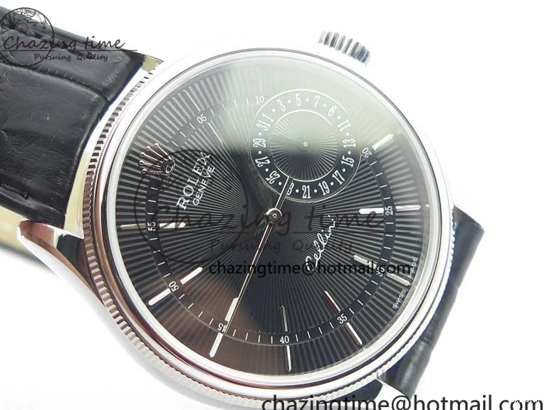 Date BP Markers Leather Real Strap Black Black on Edition Maker 50519 Sticks Dial SS Best SA3165 Cellini 0320